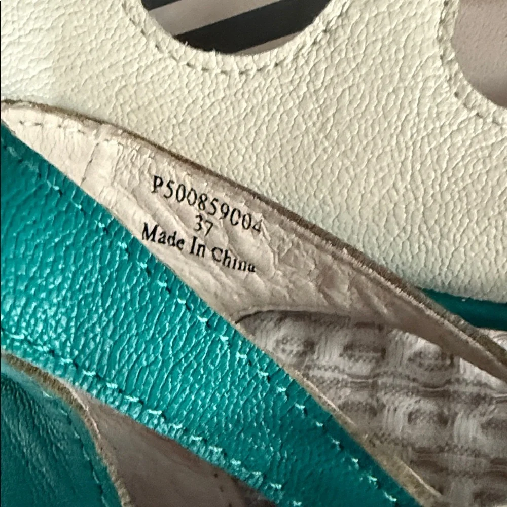 Fly London Teal and Cream Sandals - Picture 4 of 5